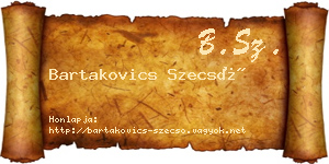 Bartakovics Szecső névjegykártya